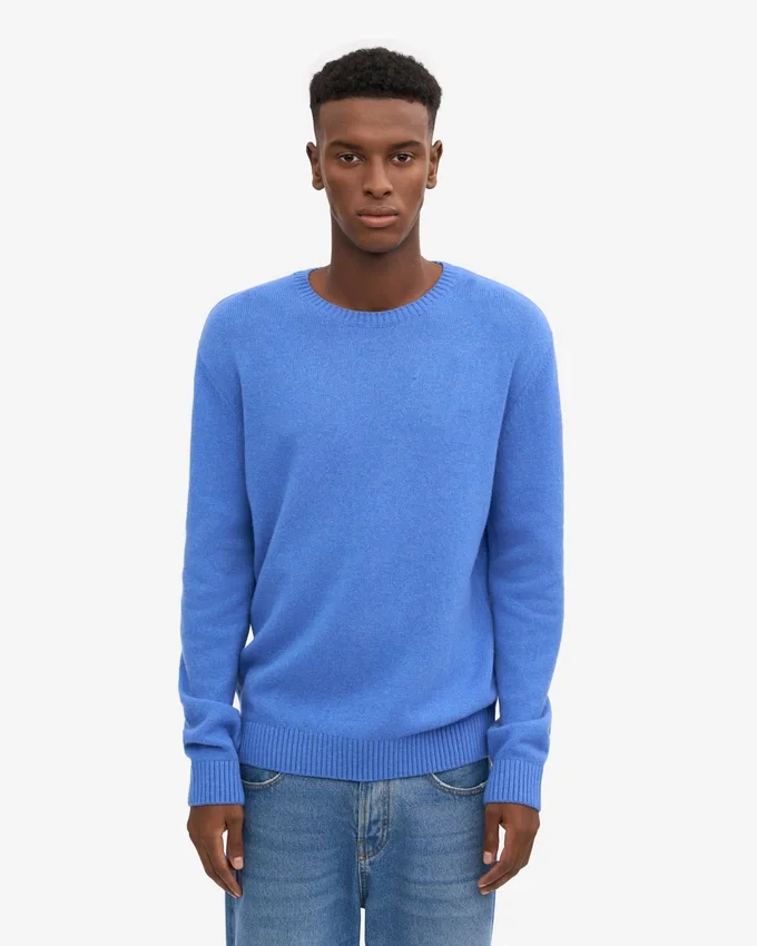 Klassischer Merinowoll-Pullover – Pazifikblau