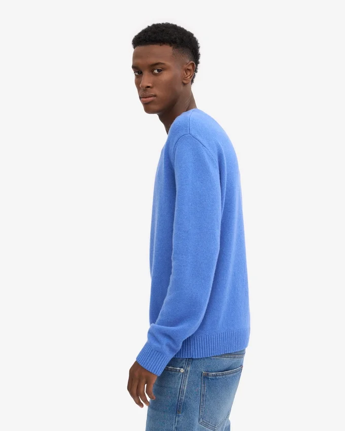 Klassischer Merinowoll-Pullover – Pazifikblau