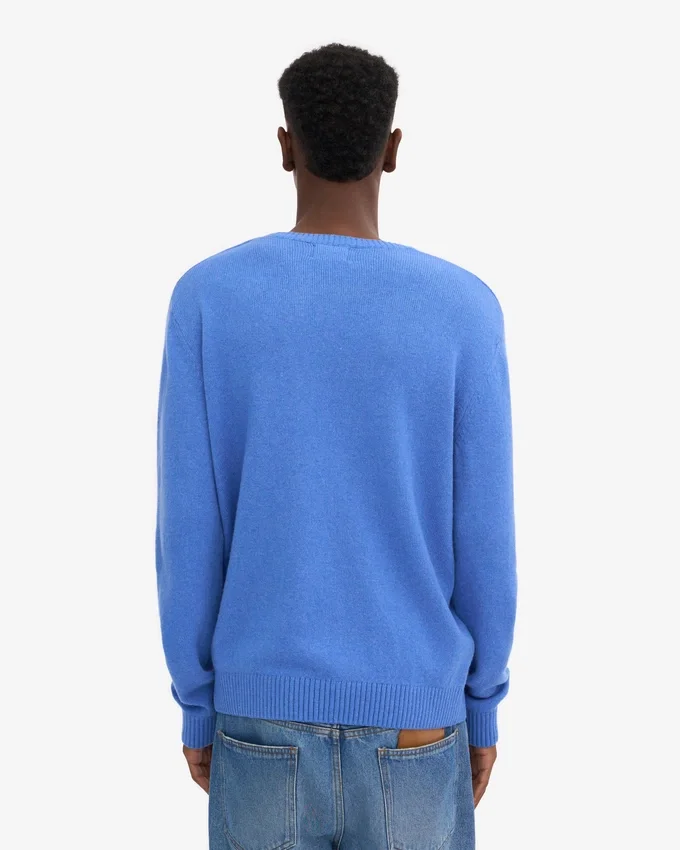 Klassischer Merinowoll-Pullover – Pazifikblau