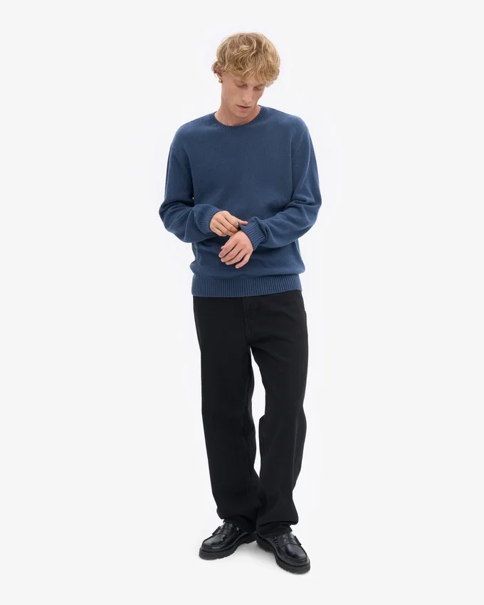 Klassischer Merinowoll-Pullover – Petrolblau