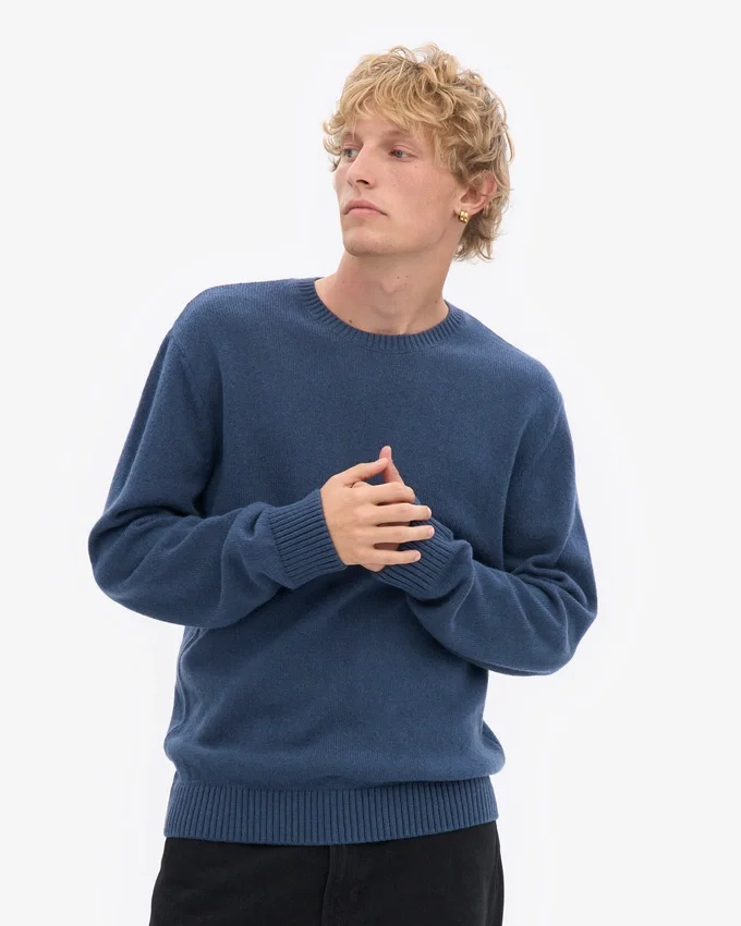 Klassischer Merinowoll-Pullover – Petrolblau