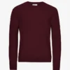 Klassischer Rundhalspullover aus Merinowolle – Oxblood-Rot