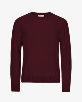 Klassischer Rundhalspullover aus Merinowolle – Oxblood-Rot