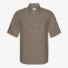 Leinen-Hemd mit kurzen Ärmeln – Dusty Olive