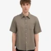 Leinen-Hemd mit kurzen Ärmeln – Dusty Olive