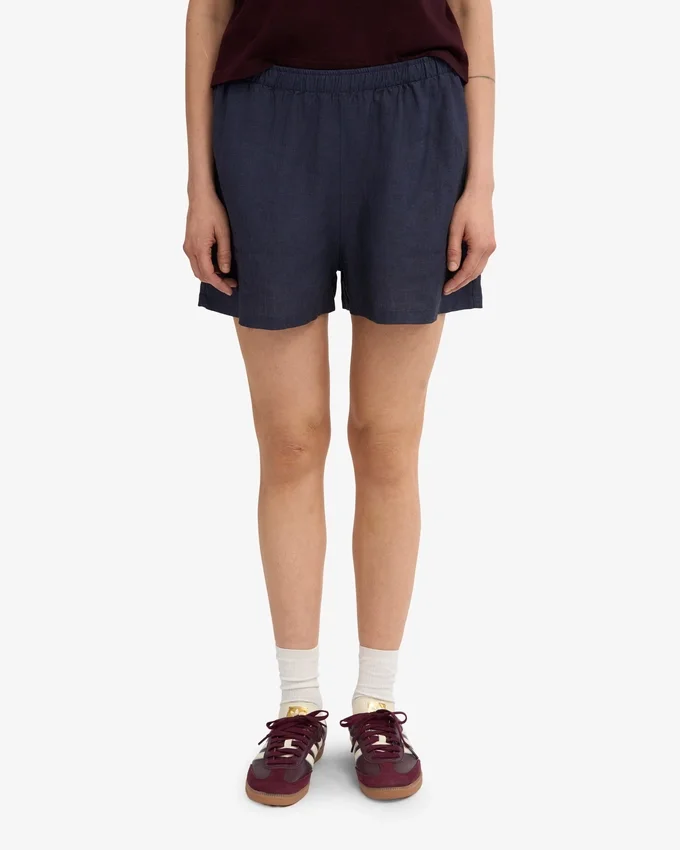 Leinen-Shorts – Petrolblau