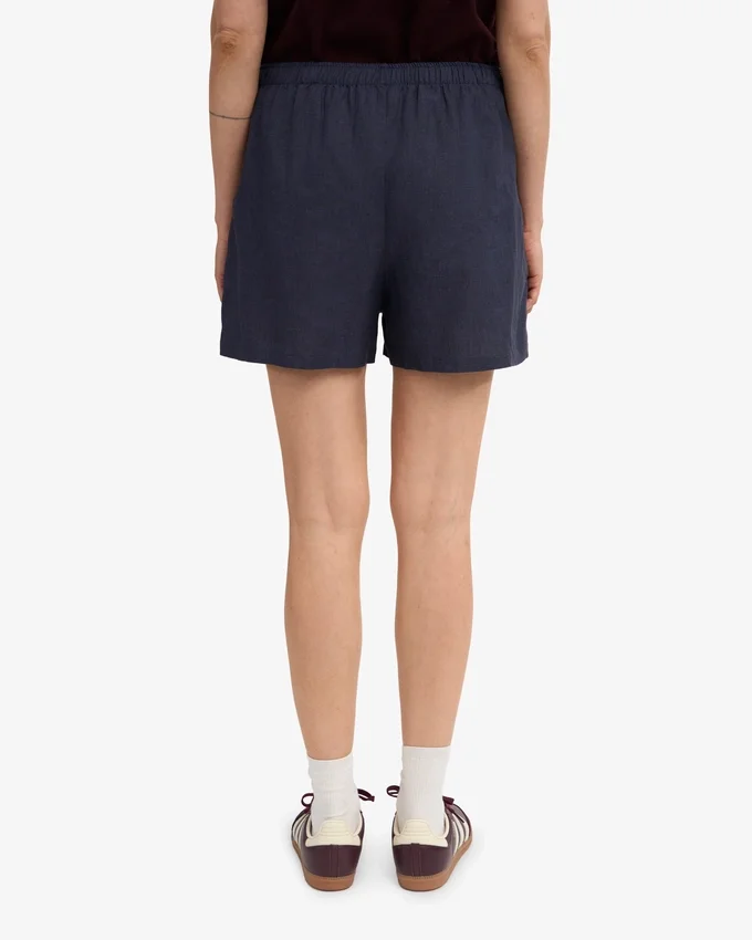 Leinen-Shorts – Petrolblau