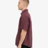 Leinenhemd mit kurzen Ärmeln – Oxblood-Rot