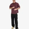 Leinenhemd mit kurzen Ärmeln – Oxblood-Rot