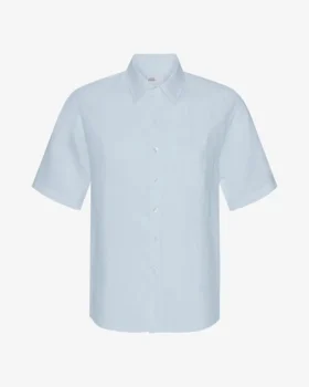 Leinenhemd mit kurzen Ärmeln – Polarblau