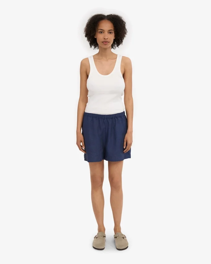 Leinenshorts – Marineblau