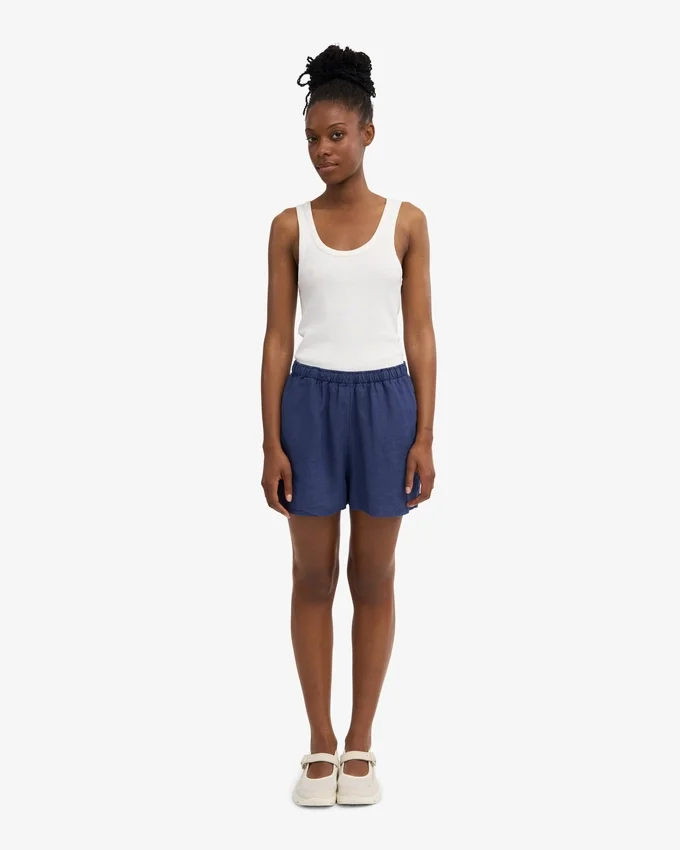 Leinenshorts – Marineblau