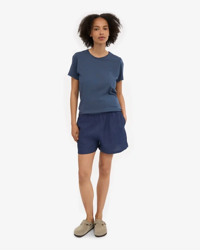 Leinenshorts – Marineblau