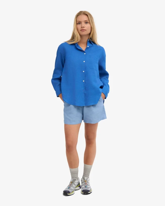 Leinenshorts – Meeresblau