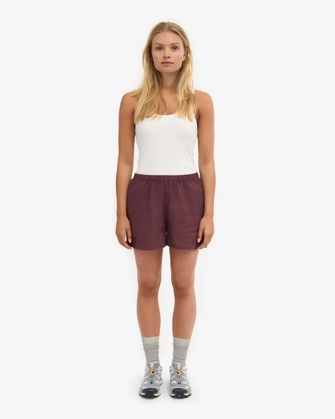 Leinenshorts – Oxblood-Rot