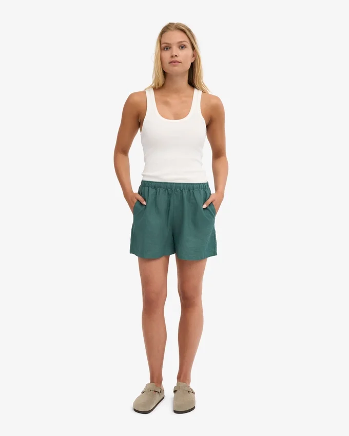 Leinenshorts – Ozeangrün