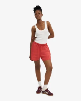 Leinenshorts – Red Tangerine