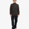 Merino-Pullover mit Troyer – Kaffeebraun