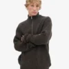 Merino-Pullover mit Troyer – Kaffeebraun