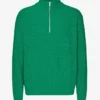 Merino-Pullover mit Troyer – Kellygrün