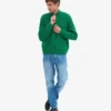 Merino-Pullover mit Troyer – Kellygrün