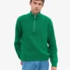Merino-Pullover mit Troyer – Kellygrün