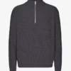 Merino-Pullover mit Troyer – Lavagrau