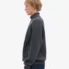 Merino-Pullover mit Troyer – Lavagrau