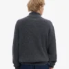 Merino-Pullover mit Troyer – Lavagrau