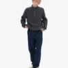 Merino-Pullover mit Troyer – Lavagrau