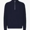 Merino-Pullover mit Troyer – Marineblau