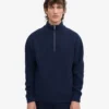Merino-Pullover mit Troyer – Marineblau
