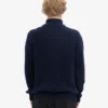 Merino-Pullover mit Troyer – Marineblau