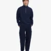 Merino-Pullover mit Troyer – Marineblau