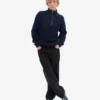 Merino-Pullover mit Troyer – Marineblau