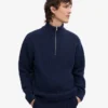 Merino-Pullover mit Troyer – Marineblau