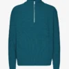 Merino-Pullover mit Troyer – Ozeangrün