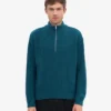 Merino-Pullover mit Troyer – Ozeangrün