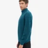 Merino-Pullover mit Troyer – Ozeangrün