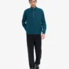 Merino-Pullover mit Troyer – Ozeangrün