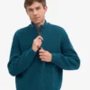 Merino-Pullover mit Troyer – Ozeangrün