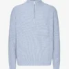 Merino-Pullover mit Troyer – Polarblau