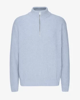 Merino-Pullover mit Troyer – Polarblau