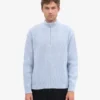 Merino-Pullover mit Troyer – Polarblau