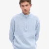 Merino-Pullover mit Troyer – Polarblau