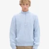 Merino-Pullover mit Troyer – Polarblau