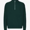 Merino-Pullover mit Troyer – Smaragdgrün