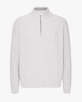 Merino-Pullover mit Troyer – Snow Melange
