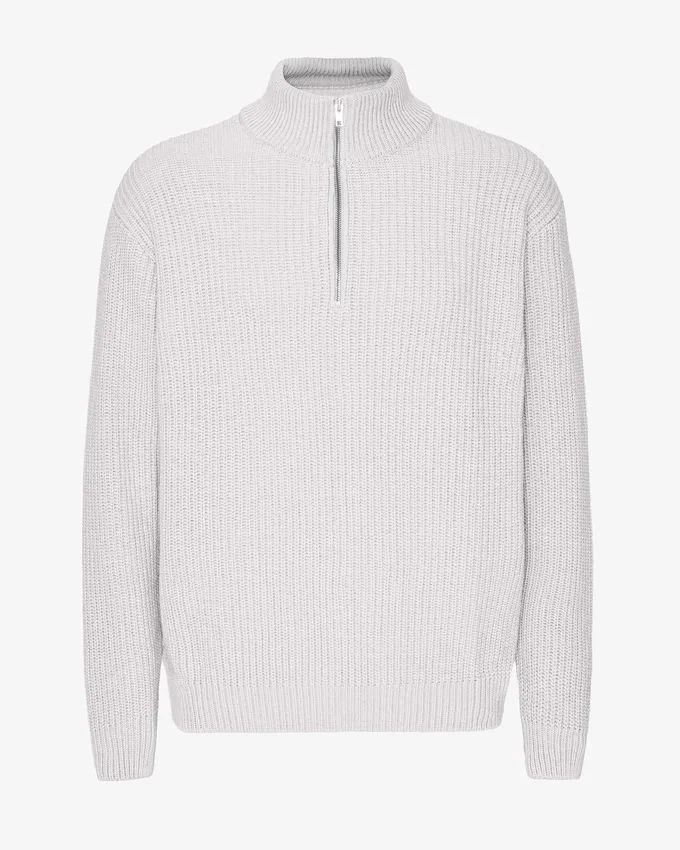 Merino-Pullover mit Troyer – Snow Melange