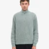 Merino-Pullover mit Troyer – Stahlblau